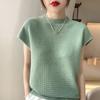 Colete de tricô t gola alta top corpo branco usar branco combinando camiseta externa verão feminino manga curta fino solto camiseta interna