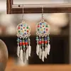 Pendientes de gota de aceite con flores y personalidad de Tianxi, pendientes étnicos de hojas de cristal de moda retro, pendientes elegantes de múltiples capas