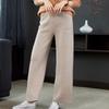 Pantalones de lana para mujer, otoño e invierno 2020, nuevos, sueltos, rectos, de cintura alta, gruesos, casuales, largos, de punto, de pierna ancha.