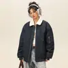 Chaqueta de Algodón Imitación Lana de Cordero 2025 Invierno Nueva Cálida Casual Holgada Solapa Ropa de Trabajo Baseball Algodón Chaqueta Top