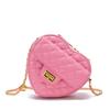 Bolso con Forma de Corazón con Cadena de Bolas Doradas, Estilo Niche para Transmisiones en Vivo, Bolso Cruzado Acolchado con Cadena para Mujer, Bolso Estilo Chanel