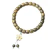 Novo Bracelete Argentino de Sândalo Verde Estilo Chinês com Ágata Cinza Cinco Sutras para Homens e Mulheres Pulseiras de Brinquedo de Madeira Atacado