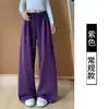 Pantalones de chándal anchos estilo retro para principios de otoño de 2026 con diseño de cintura alta con cordón, que cubren la cadera, adelgazantes, holgados y casuales, largos