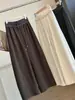 Calça Larga de Cintura Elástica com Renda Estilo Coreano Feminina Outono Cintura Alta Solta com Punho Duas Formas Casual Cordão Calça Jogger Banana