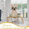 Cuenco de Cerámica y Madera para Perro, Cuenco de Arroz para Mascota, Alto Antivuelco Pequeño, Mediano y Grande Cuenco de Comida para Perro, Cuenco de Agua para Protección de la Columna Cervical, Perro con Doble Cuenco