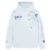 Moletom com Capuz Bordado de Floco de Neve da Marca Americana Trendy para Homens e Mulheres, Estilo Casal, Caimento Solto Outono e Inverno, Forrado com Fleece, Moletom Pulôver Quente