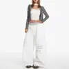 Pantalones deportivos tipo estrella y letra con pedrería para mujer, estilo americano, corte holgado, caída fluida, adelgazantes, pierna ancha, pierna curva, pantalones casuales, pantalones largos