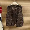 Estação Europeia Colete Casaco de Botão Duplo Estampa de Leopardo Feminino Outono e Inverno 2024 Novo Moda Tendência Peça Externa Top