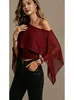 Camiseta de Color Sólido Versátil de Moda de Malla Transparente Asimétrica de un Solo Hombro Estilo Nuevo Europeo y Americano