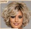 Peruca de cabelo curto para comércio exterior transfronteiriço peruca europeia e americana de cabelo curto cacheado peruca dourada para senhora moda peruca de cabeça inteira vendas diretas da fábrica