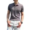 Polo de Manga Corta para Hombre Verano Lujo Ligero Casual de Negocios Top con Solapa Bordada Seda de Hielo Secado Rápido Camiseta para Hombres Jóvenes y de Mediana Edad