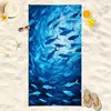 Toalla de Playa Absorbente de Microfibra con Impresión Digital de Animales Marinos Tortuga Ballena Toalla de Baño para Natación al Aire Libre