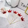 Decoración de Pastel para Hornear Cumpleaños Estrella Roja de Cinco Puntas Amor Fiesta Postre Inserto Corona Reflectante PU Enchufe