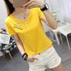2461 # Algodón Puro 95% Algodón 2020 Nuevo Estilo Coreano de Moda Camiseta de Manga Corta para Mujer (Toma real) (95 Algodón 5 Spandex)
