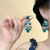 Brincos de Franja Azuis Estilo Étnico de Nicho, Modernos e de Alta Qualidade, Luxo Leve, Design Sofisticado, Brincos Estilo Férias