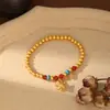 Chapado Electrolítico en Oro Real Estilo Chino Nuevo Ágata Roja Natural Joyería de Mano Personalizada para Mujeres, Pulsera Versátil