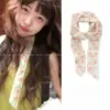 Bufanda de Seda de Malla a Cuadros Estilo Coreano para Mujer, Bufanda Larga para el Cuello, Cinturón de Atmósfera Única, Cuerda para la Cintura, Accesorios para el Cabello