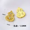 Etiqueta Pingente de Cobre Banhado a Ouro para Paz e Riqueza, Contas Espaçadoras Zakiram, Acessório para Pulseira DIY