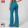 Pantalones de Yoga de Nuevo Estilo de Verano Cepillados de Cintura Alta Control de Abdomen Levantamiento de Glúteos para Correr al Aire Libre Deportes Fitness Pantalones Acampanados para Mujer 4208
