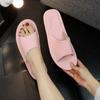 Chinelo de Casa de Couro Genuíno de Camada Superior com Fivela para Homens e Mulheres Casais Interior Doméstico Antiderrapante Sola Sólida Sandálias Verão