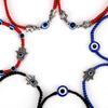Venta Caliente Transfronteriza Nueva Tortuga Dos Cuentas Redondas Ojos Azules Ojos Malignos Tejido Negro Pulsera Viva Cuerda Roja de la Suerte