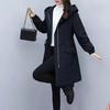 Cortavientos Grueso de Terciopelo para Mujer de Longitud Media Ropa de Abrigo para Mujer Otoño e Invierno 2025 con Capucha Ropa de Abrigo de Algodón Estilo Coreano para Estudiantes Ropa de Abrigo de Algodón Holgada
