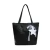 Bolso tote tejido de estilo europeo y americano de gran capacidad con colgante de encaje de estrella, bolso de hombro versátil para estudiantes, bolso de mano, bolso de axila