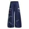 Pantalones de chándal casuales estampados bordados retro americanos para hombres y mujeres, nuevo estilo de otoño, pantalones versátiles holgados de pierna ancha con cordón