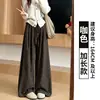 Pantalones Anchos Florales Gris Oscuro para Mujer, Nuevo Estilo Otoño/Invierno 2026, Cintura Alta para Adelgazar Forma de Pera, Pantalones Casuales Relajados