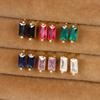 Europeu e americano cross-border simples fresco pequeno quadrado multi-color zircão S925 prata agulha brincos de pino brincos feminino atacado
