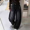 Foto Real 2026 Outono Novo Vintage Lavado Perna Curva Perna Larga Jeans Feminino Cintura Alta Calça Comprida Estilo Napoleão