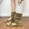 Sandalias Romanas Planas para Mujer, Punta Abierta, Nuevo Estilo Verano 2026, Cierre de Cremallera Trasera, Sandalias de Caña Alta Casual Retro a la Moda, Calzado para Mujer