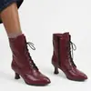 Botines Martin de tacón medio para otoño e invierno, botines de punta baja transfronterizos para mujer, color liso, cremallera lateral, suela de goma, antideslizantes, botines para mujer de talla grande