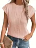 Nova camiseta redonda de manga curta com textura, estilo europeu e americano, roupas femininas para e-commerce transfronteiriço, 2025