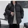 Jaqueta masculina de algodão moderna, estilo Hong Kong, sem capuz, transfronteiriça, casaco de algodão versátil, estilo japonês, agasalho quente masculino de cor sólida, moderno e estiloso, jaqueta de algodão masculina