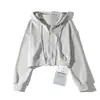 Cardigan Curto Casual Estilo Preguiçoso Americano Jaqueta Esportiva Retro Solta com Capuz Cordão Zíper Moletom