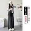 Calça Mochi Cinza para Mulheres, Novo Estilo Primavera 2026, Cintura Alta, Estilo Preguiçoso, Caimento Solto, Casual Petite, Perna Larga Reta