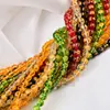 Tira de Cinco Caminos de Riqueza de Vidrio Semi-Terminada Esmaltada Roja, Amarilla, Blanca, Verde, Negra Tira de Cuentas Sueltas 8-14 mm para Fortuna, Prosperidad, Longevidad, Felicidad y Riqueza