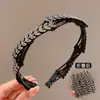 Diadema Plegable Retráctil para Mujer, Diadema Avanzada Antideslizante con Dientes para Banda de Cabeza de Brigada, Cara Frontal Superior del Cráneo Elevada, Pinza Pequeña para Pelo