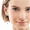 Pendientes de Cadena Moissanita de Moda Estilo Europeo y Americano, Pendientes de Botón Únicos y de Alta Gama de Plata de Ley S925 para Mujeres Venta al por Mayor