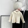 Camisa de punto de estilo coreano para niñas, suéter elegante con cuello de muñeca para otoño e invierno, combina con todo, top dulce para niña pequeña