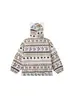 Chaqueta Cardigan Acolchada de Cachemir Suave y Linda Estilo Fair Isle con Cuello de Piel para Mujer Invierno Holgado Estilo Perezoso Abrigo Cálido de Algodón