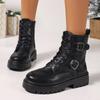 Botas de Inverno 2025 Novo Estilo Fivela de Cinto em Camurça Vento Noroeste Bota de Cano Alto Dupla Utilização Bota de Cavaleiro Bico Fino Retrô Viagem