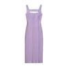 25 Nuevos Estilos de Verano Europeos y Americanos Color Puro Femenino Sexy Falda Ajustada a las Caderas Delgada Espalda Descubierta Tejido de Punto Halter Vestido con Tirantes