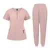 Salão de beleza feminino Roupas de trabalho Sala de cirurgia Lavagem de roupas manuais Lavagem de roupas de manga curta Médico Esfoliante elástico terno Comércio exterior