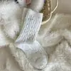 Calcetines Gruesos de Invierno para Mujer, Hilo Colorido Cepillado de Doble Aguja, Tejido de Punto Trenzado, Calcetines Cálidos de Media Pantorrilla, Calcetines Holgados, Calcetines de Punto Grueso, Transfronterizo