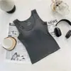 Nuevo chaleco cálido de otoño e invierno con almohadillas en el pecho y forro polar para mujer, adecuado como prenda exterior, ajustado, versátil, camisola ajustada con cuello redondo
