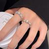 Anillo de Diamante Roto Pequeño Colorido de Circonita Ópalo Anillo Abierto de Cuentas Transparentes Irregulares Anillo para Dedo de Viento Frío para Mujer
