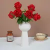Flor de Rosa de Crema Individual de Alta Calidad con Tacto Realista, Flor Artificial para el Día de San Valentín, Decoración de Boda de Hotel, Flor Falsa al por Mayor