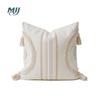 Almohada Tejida de Algodón Bajo Almohada de Sofá Teñido con Hilo Tecnología Tufted Borla Funda de Almohada Lumbar Asiento Oficina Almohada Lumbar
